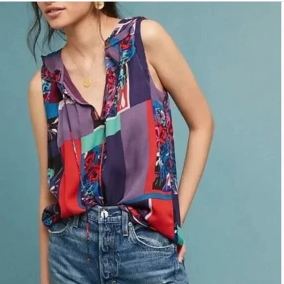 Anthropologie Maeve Patchwork Anderson Sleeveless Top - Picture 9 of 9